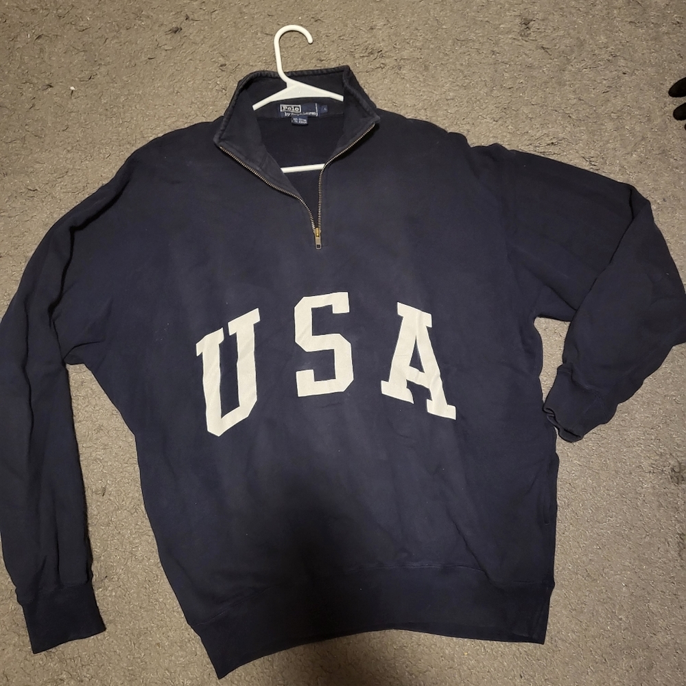Vintage quarter zip ralph lauren polo USA spell out. Rare